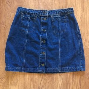 Topshop Button-Up High-Waisted Denim Skirt